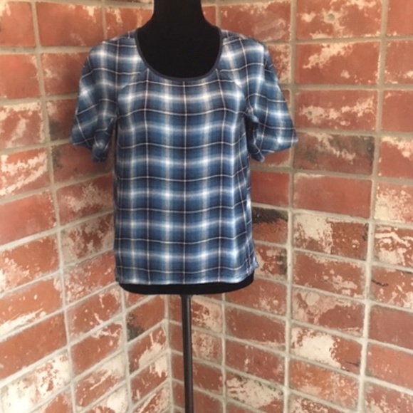BCBGeneration Summer-y Plaid Short-Sleeved Shirt - Picture 1 of 5